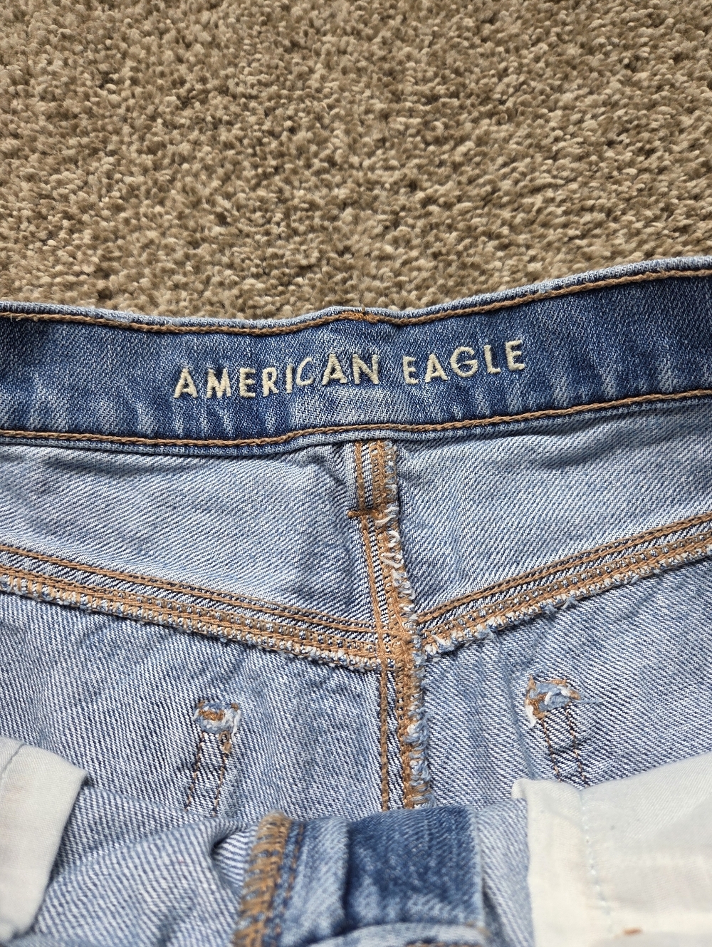 American Eagle Outfitters Light Blue Distressed Denim Jean Shorts - Picture 2 of 4